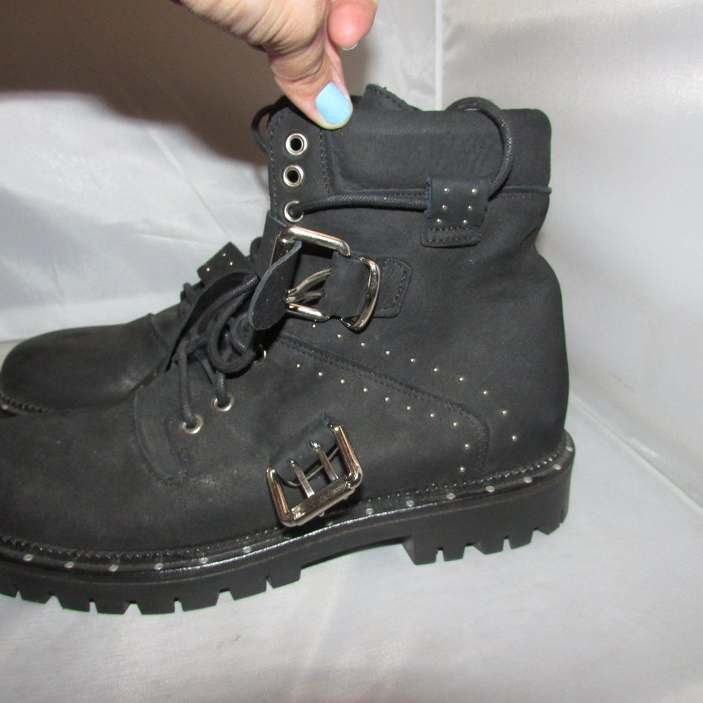 Free People Mountain Brook Hiker Black Buckle Boot Size 39 Preowned - Picture 2 of 5